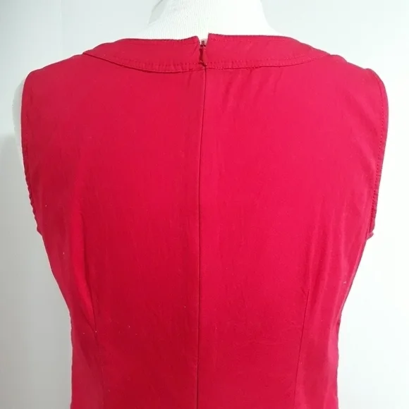 Talbots Cotton Sleeveless Back Zipper Red Dress Size 10 Petite - Picture 7 of 11
